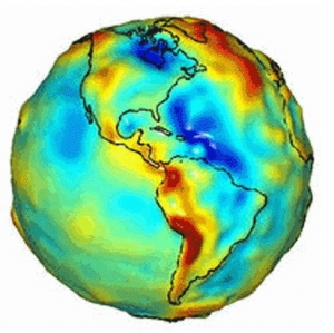 Карта гравитационного поля земли по данным GRACE (Gravity Recovery and Climate) (кликните картинку для увеличения)