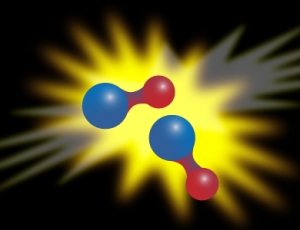 Схематичное изображение взаимодействующих пар атомов рубидия и калия. (кликните картинку для увеличения)