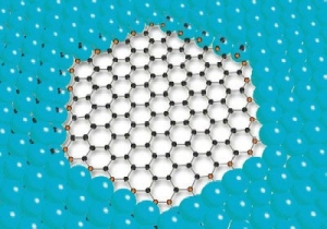 Квантовая точка из графена на поверхности графана (получена путем
удаления 150 атомов водорода с поверхности графана). (кликните картинку для увеличения)
