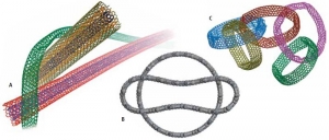Структурные модели различных вязкоупругих
материалов, построенных из углеродных нанотрубок. (кликните картинку для увеличения)