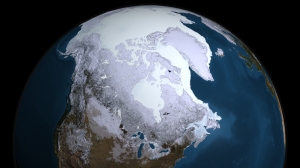 Смоделированное изображение Земли во время ледникового периода. (кликните картинку для увеличения)