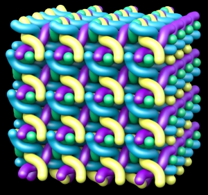 Компьютерная модель упаковки кератиновых нитей в клетках верхнего слоя кожи. (кликните картинку для увеличения)