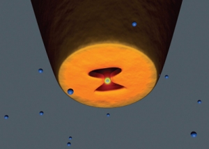 Схематическое изображение предложенной конструкции оптического пинцета для нанообъектов. (кликните картинку для увеличения)